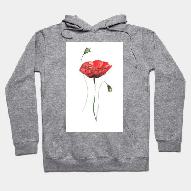 poppies, poppies flowers, watercolor flowers, red flowers, home decor, nursery Hoodie by Luba_Ost